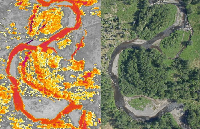 Thermal Infrared imagery to detect cold spots in river
