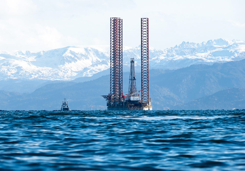 Oil rig out at sea